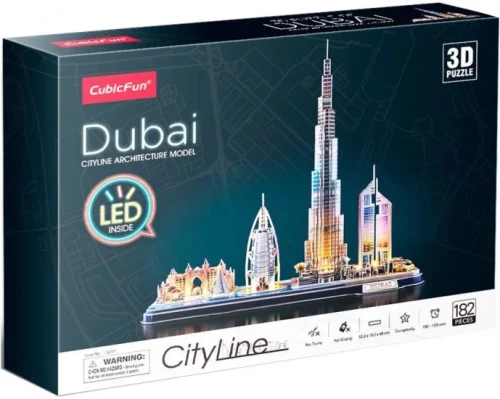 Puzzle 3D Dubaj z podświetleniem LED, 182 elementy