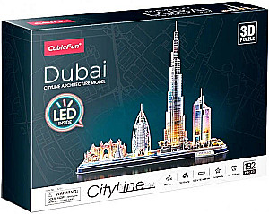 Puzzle 3D Dubaj z podświetleniem LED, 182 elementy