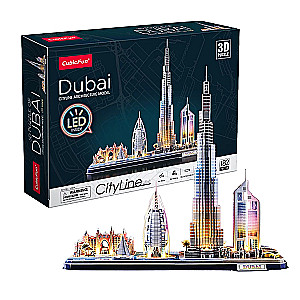 Puzzle 3D Dubaj z podświetleniem LED, 182 elementy