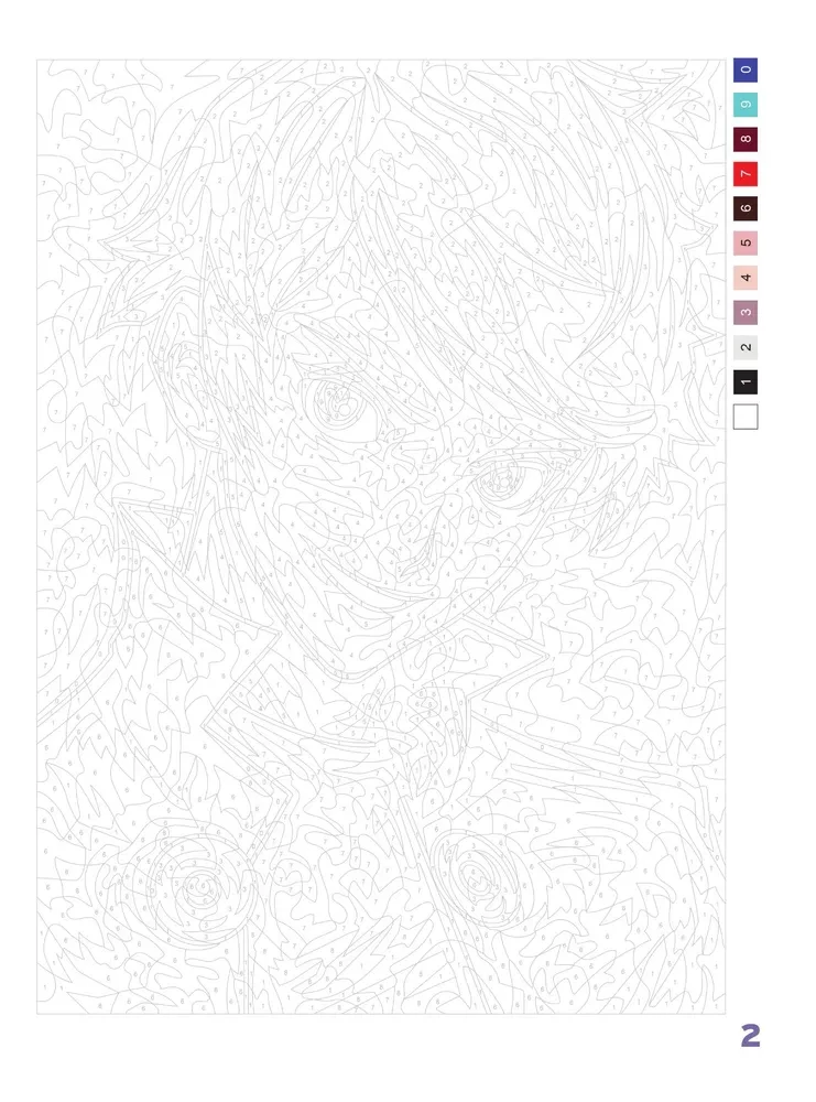 Удивительная манга. Раскраска по номерам