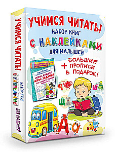 Учимся читать! Набор книг с наклейками для малышей и большие прописи в подарок!